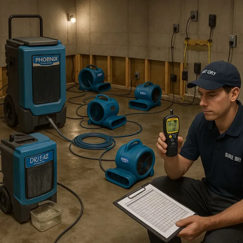 Structural Drying and Dehumidification process in Bayport, NY